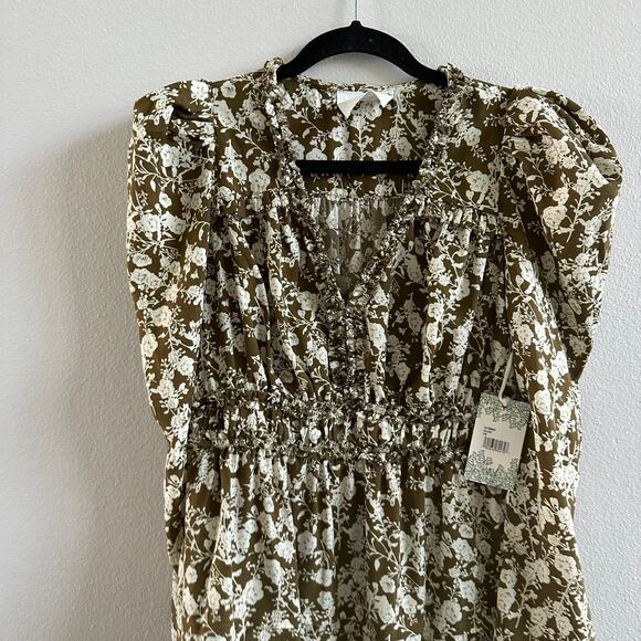 HYACINTH HOUSE  Olive Floral Renee Ruffle Midi Dress Size XS - Picture 8 of 8